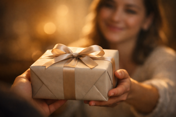 imagem mulher recebendo presente